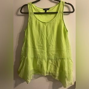 Express Size Medium Lime Green Women’s Tank Top. Shark Bite Hem.